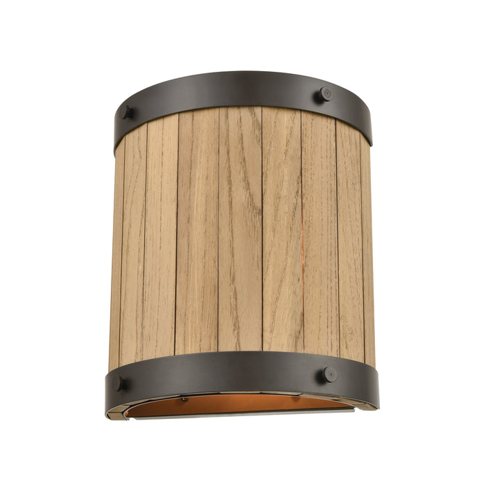 Wooden Barrel 10'' High 2-Light Sconce - Oil Rubbed Bronze