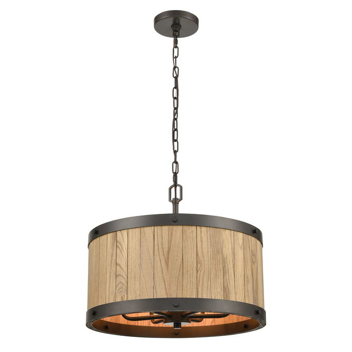 Wooden Barrel 19'' Wide 6-Light Chandelier - Oil Rubbed Bronze