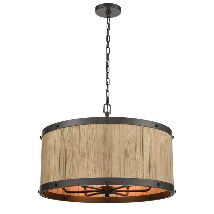 Wooden Barrel 25'' Wide 6-Light Chandelier - Oil Rubbed Bronze