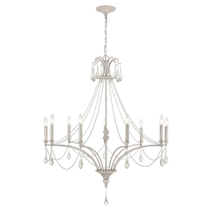 French Parlor 38'' Wide 9-Light Chandelier - Vintage White