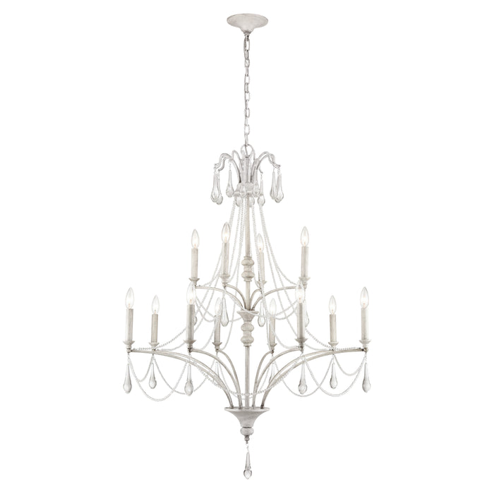 French Parlor 36'' Wide 12-Light Chandelier - Vintage White