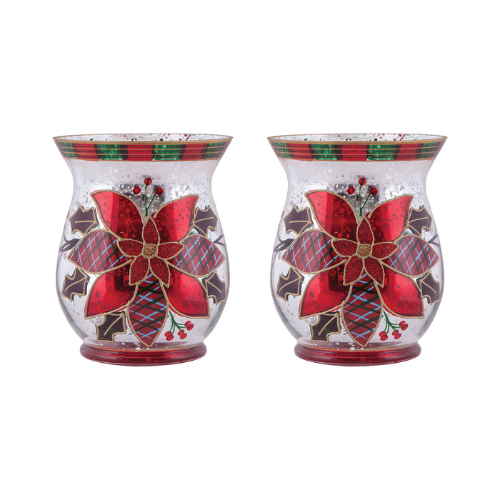 Poinsettia Pillar (Set of 2)