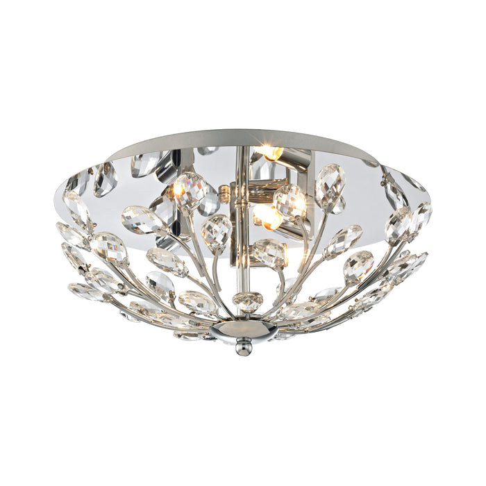 Crystique 13'' Wide 3-Light Flush Mount - Polished Chrome