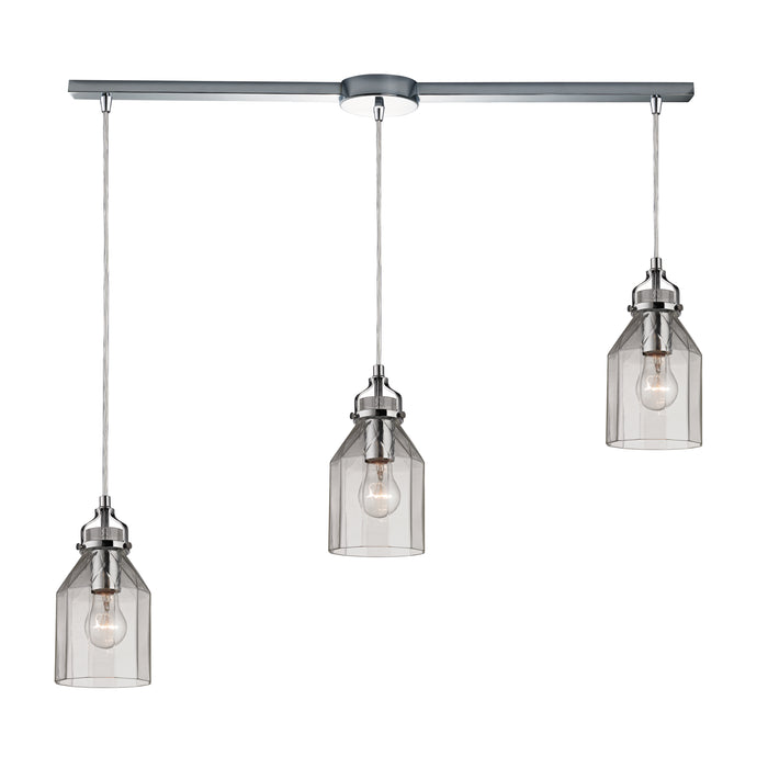 Danica 3-Light Linear Pendant Fixture in Polished Chrome with Clear Glass