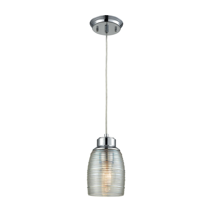 Muncie 1 Light Pendant in Polished Chrome with Clear Spun Glass