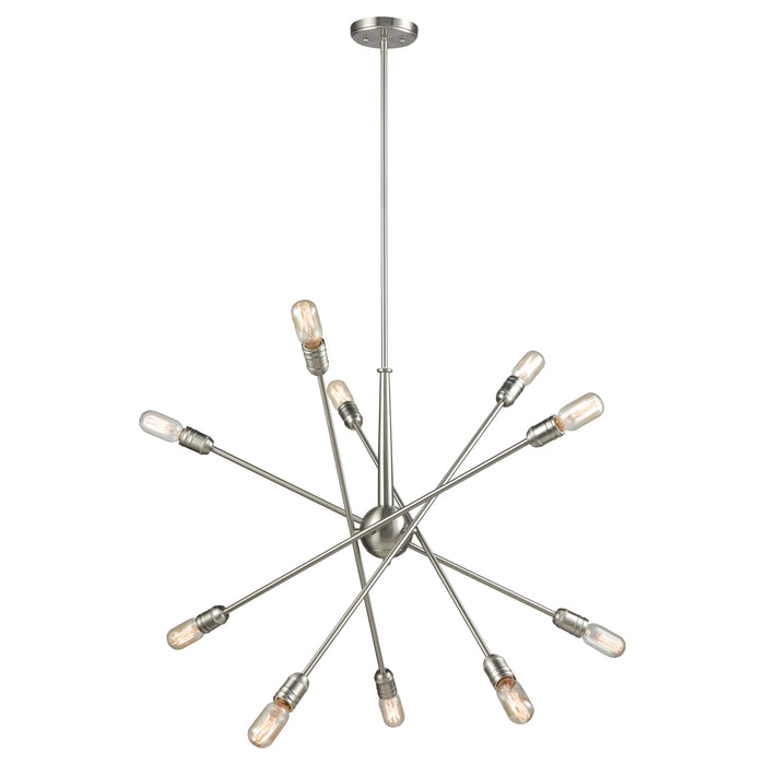 Delphine 33'' Wide 10-Light Chandelier - Satin Nickel