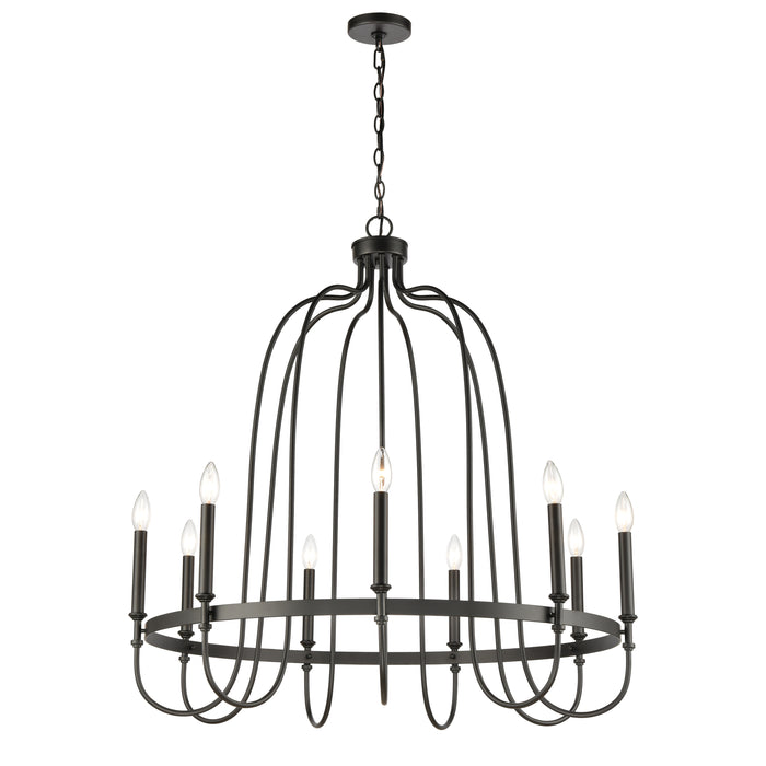 Wickshire 34'' Wide 9-Light Chandelier - Matte Black