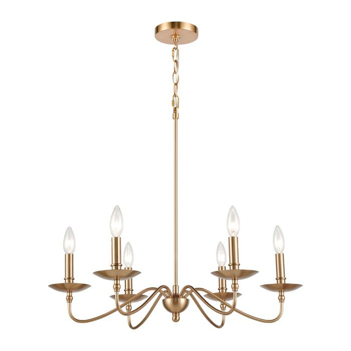 Wellsley 25'' Wide 6-Light Chandelier - Burnished Brass