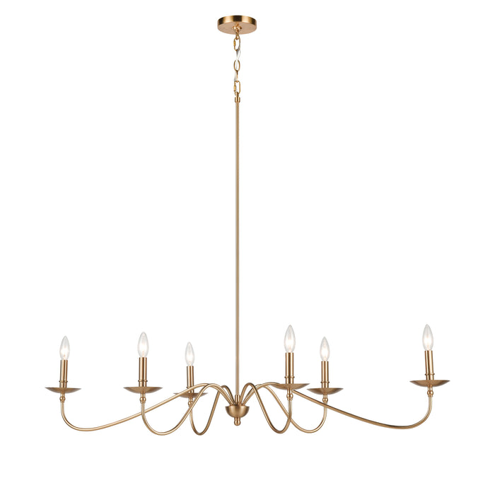 Wellsley 47'' Wide 6-Light Chandelier - Burnished Brass