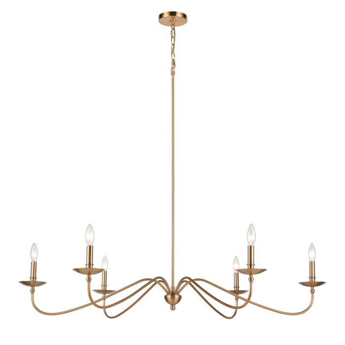 Wellsley 47'' Wide 6-Light Linear Chandelier - Burnished Brass