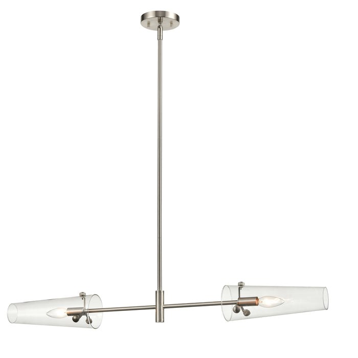 Valante 38'' Wide 2-Light Linear Chandelier - Satin Nickel