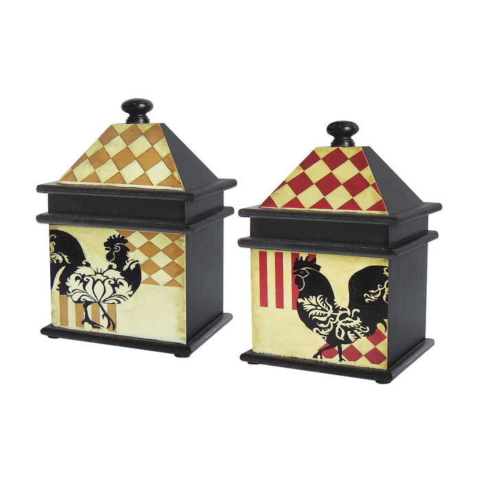 Harlequin Rooster Boxes (Set of 2)