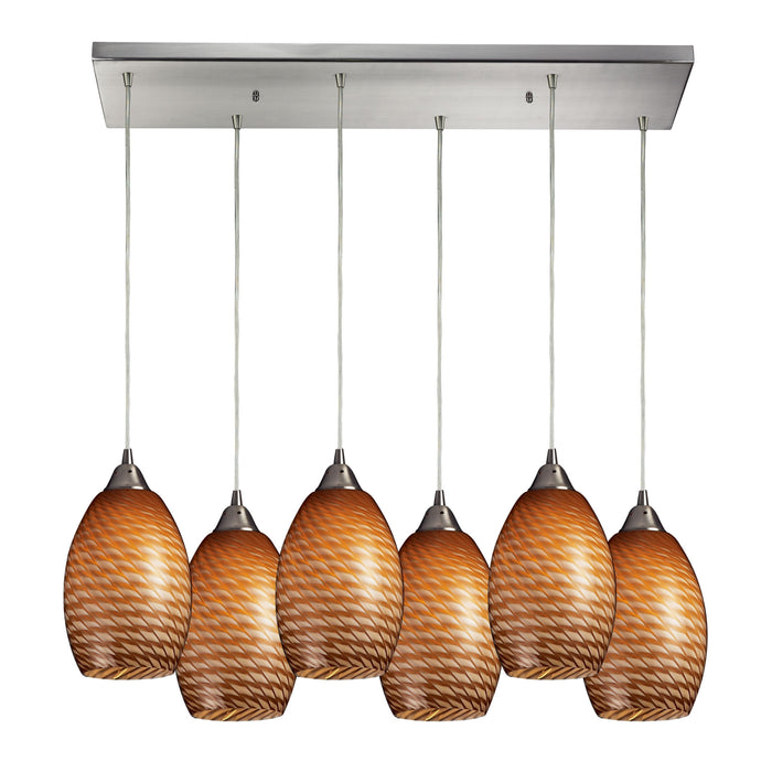 Mulinello 9'' Wide 6-Light Mini Pendant - Satin Nickel