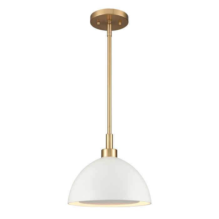 Pelham 10'' Wide 2-Light Pendant - Satin Brass with Matte White