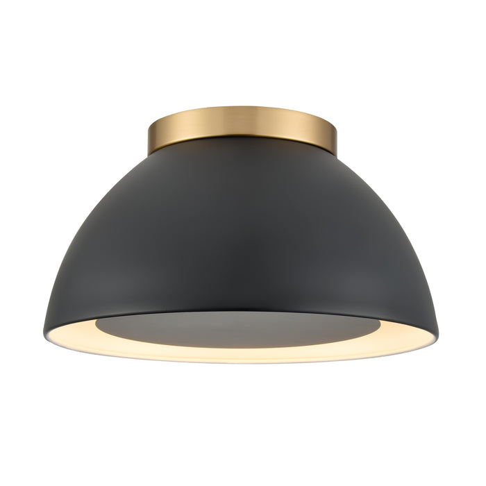 Pelham 10'' Wide 2-Light Flush Mount - Satin Brass with Matte Black