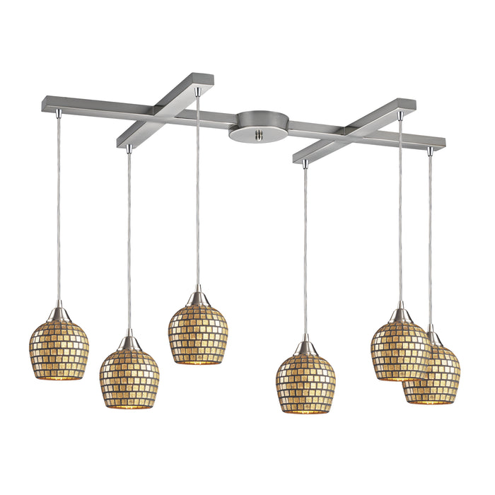 Fusion 33'' Wide 6-Light Multi Pendant - Satin Nickel