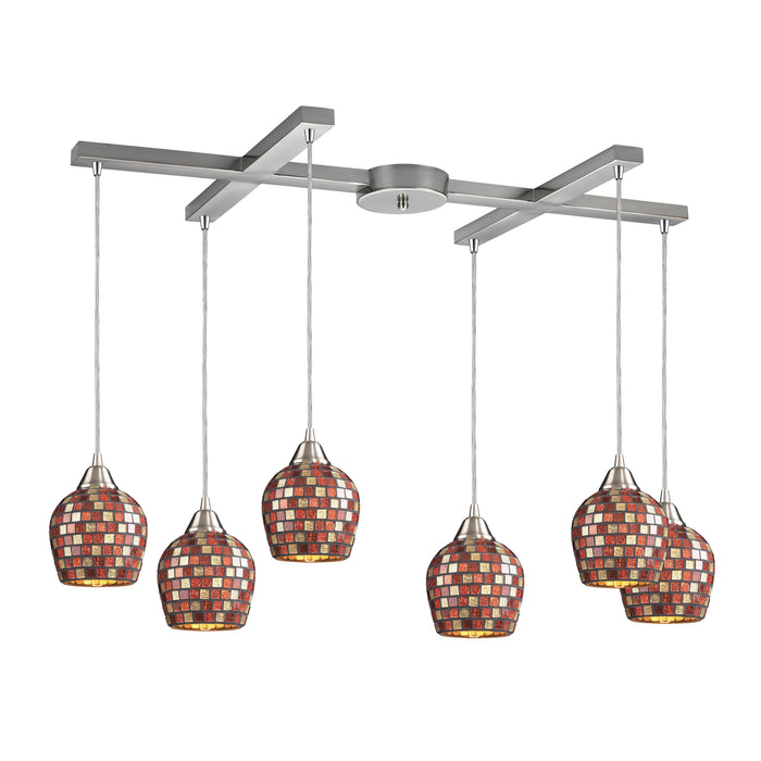 Fusion 33'' Wide 6-Light Multi Pendant - Satin Nickel