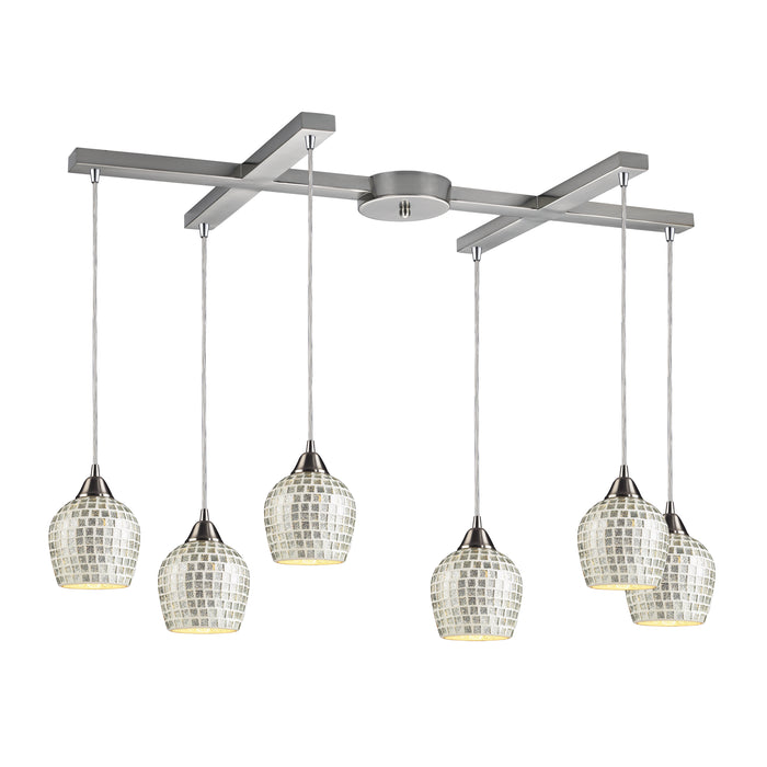 Fusion 33'' Wide 6-Light Multi Pendant - Satin Nickel