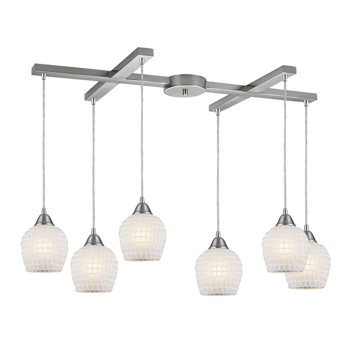 Fusion 33'' Wide 6-Light Multi Pendant - Satin Nickel