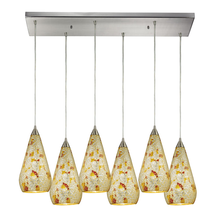 Curvalo 9'' Wide 6-Light Mini Pendant - Satin Nickel