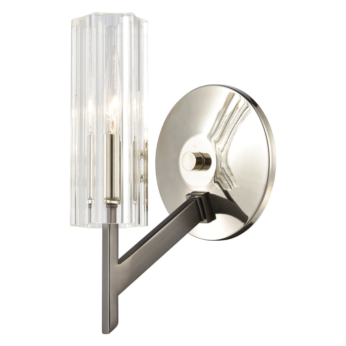 Aspire 1-Light Sconce in Black Nickel with Ribbed Crystal