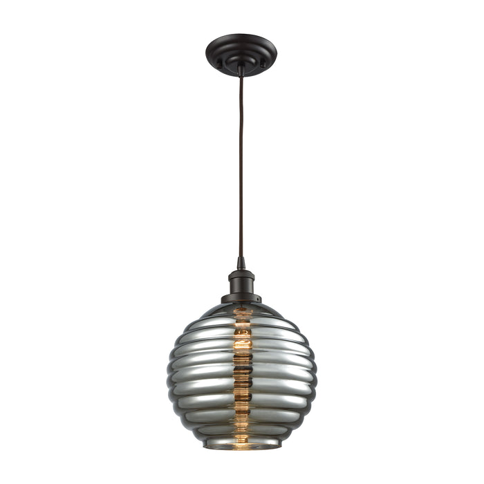 Ridley 1-Light Pendant in Oil Rubbed Bronze with Smoke Plated Beehive Glass - Includes Adaptor Kit