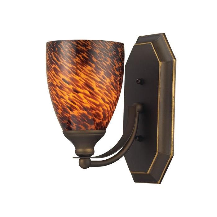 Mix-N-Match Vanity 1-Light Wall Lamp in Aged Bronze with Espresso Glass