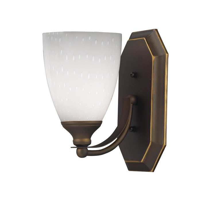 Mix-N-Match Vanity 1-Light Wall Lamp in Aged Bronze with Simple White Glass