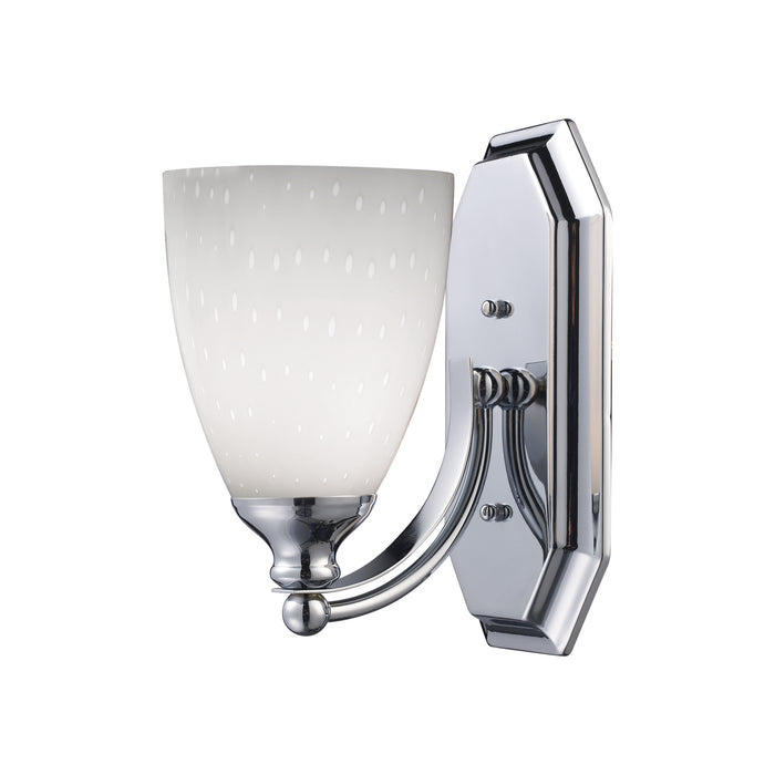 Mix and Match Vanity 1-Light Wall Lamp in Chrome with Simple White Glass