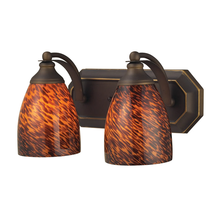 Mix-N-Match Vanity 2-Light Wall Lamp in Aged Bronze with Espresso Glass