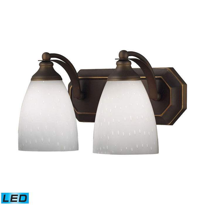 Mix-N-Match Vanity 2-Light Wall Lamp in Aged Bronze with Simple White Glass - Includes LED Bulbs