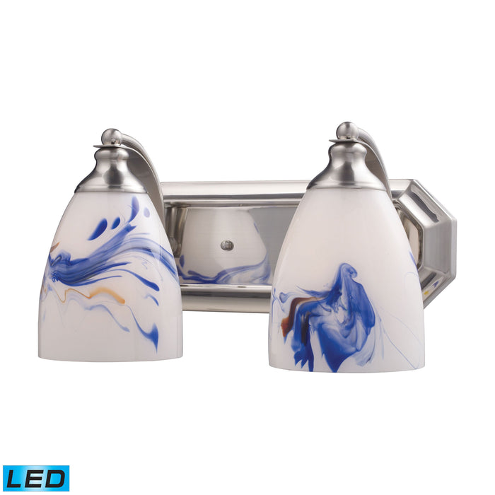 Mix-N-Match Vanity 2-Light Wall Lamp in Satin Nickel with Mountain Glass - Includes LED Bulbs