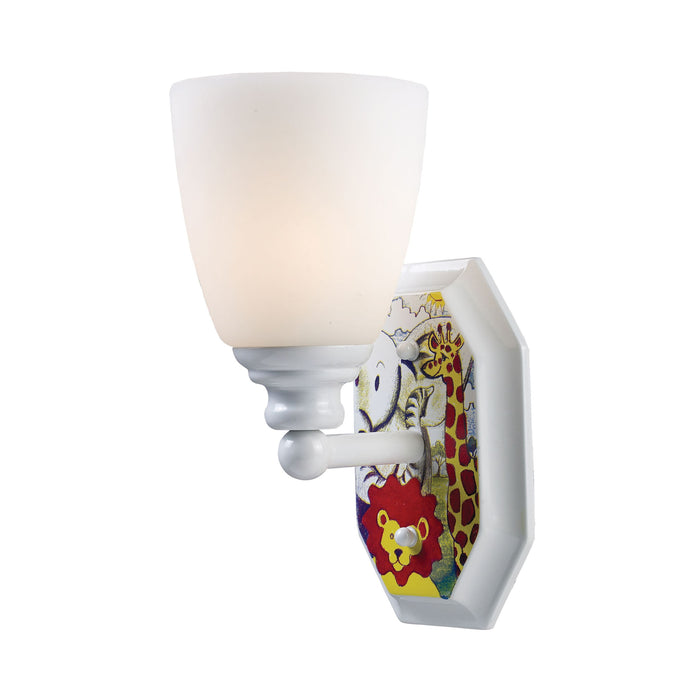 Kidshine 1-Light Sconce At the Zoo in White