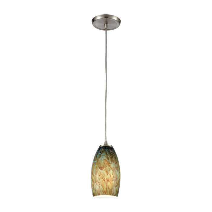 Natures Collage 5'' Wide 1-Light Mini Pendant - Satin Nickel