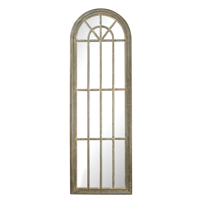 Arched Windowpane Wall Mirror - Gray