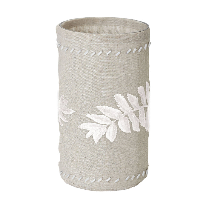 Linen Silver Stitched Fern Votive-l