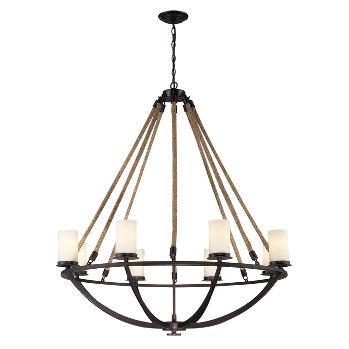 Natural Rope 41'' Wide 8-Light Chandelier - Aged Bronze