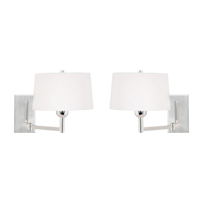 Satin Nickel 1-Light Swingarm Wall Lamps (Set of 2)