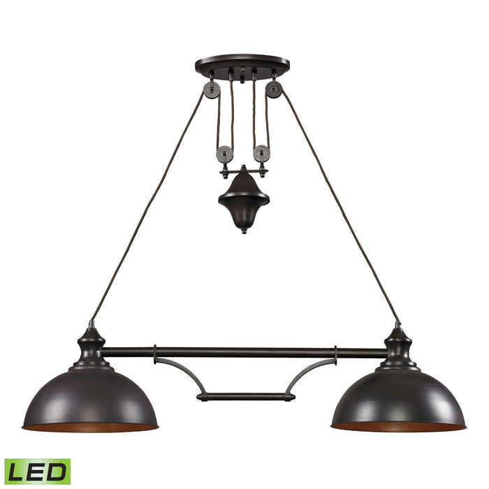 Farmhouse 44'' Wide 2-Light Linear Chandelier - Oiled Bronze