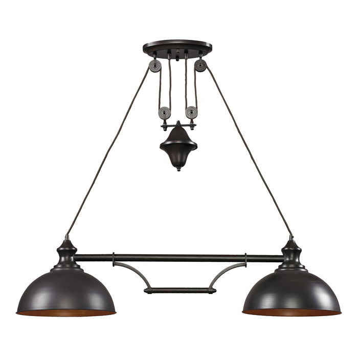 Farmhouse 44'' Wide 2-Light Linear Chandelier - Oiled Bronze