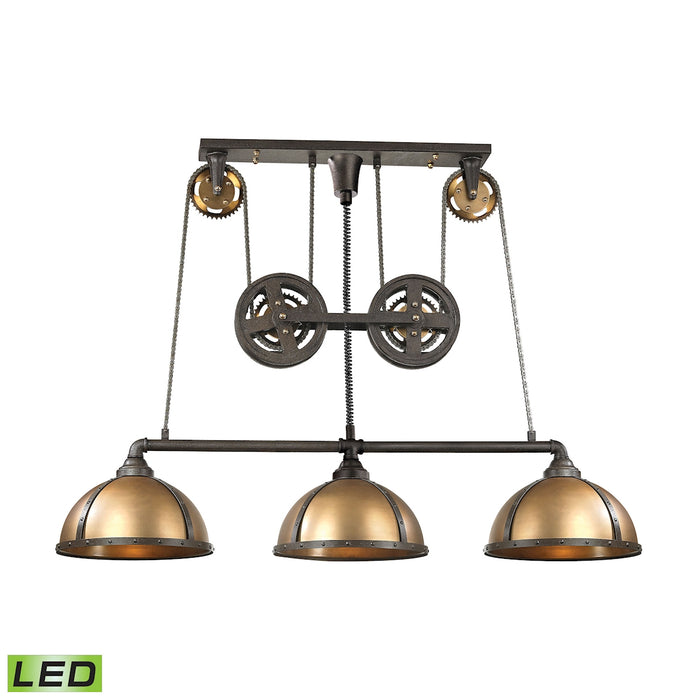 Torque 62'' Wide 3-Light Linear Chandelier - Vintage Brass