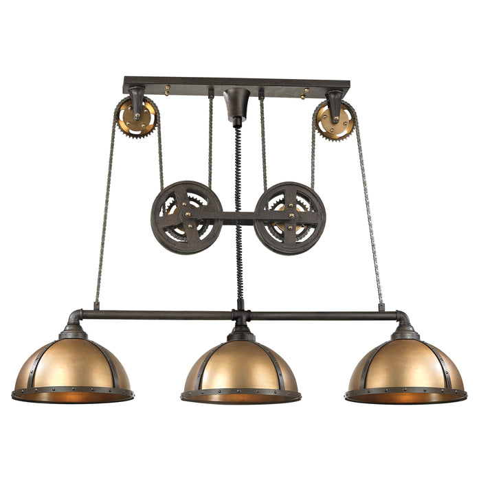 Torque 62'' Wide 3-Light Linear Chandelier - Vintage Brass