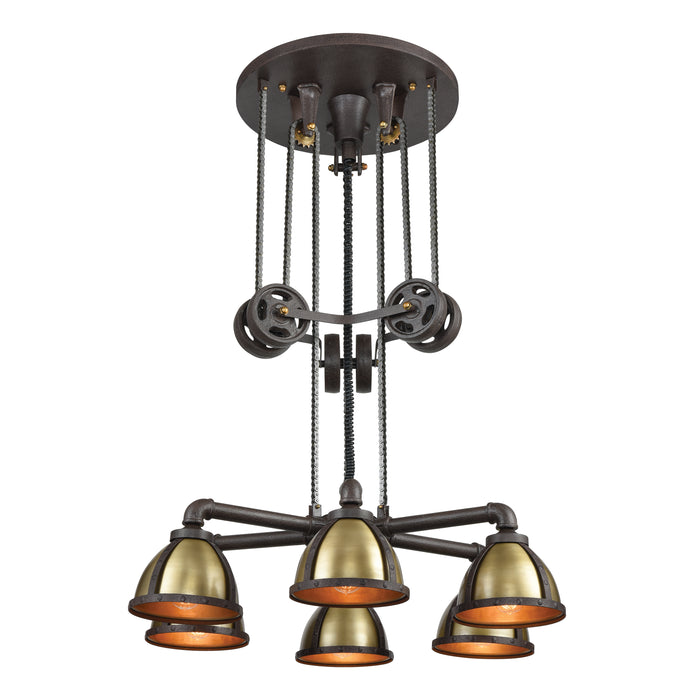 Torque 36'' Wide 6-Light Chandelier - Vintage Brass