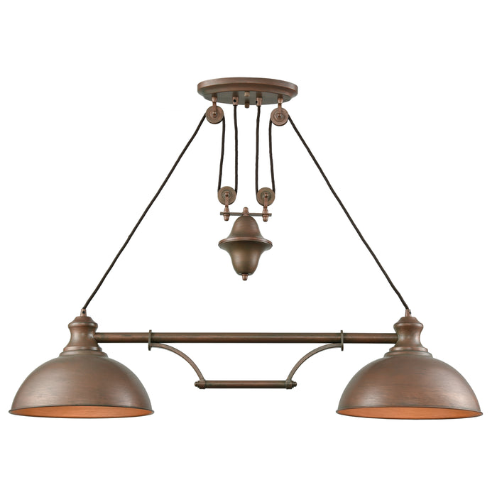 Farmhouse 44'' Wide 2-Light Linear Chandelier - Tarnished Brass