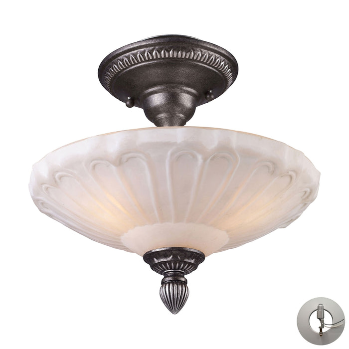 Restoration 12'' Wide 3-Light Semi Flush Mount - Dark Silver