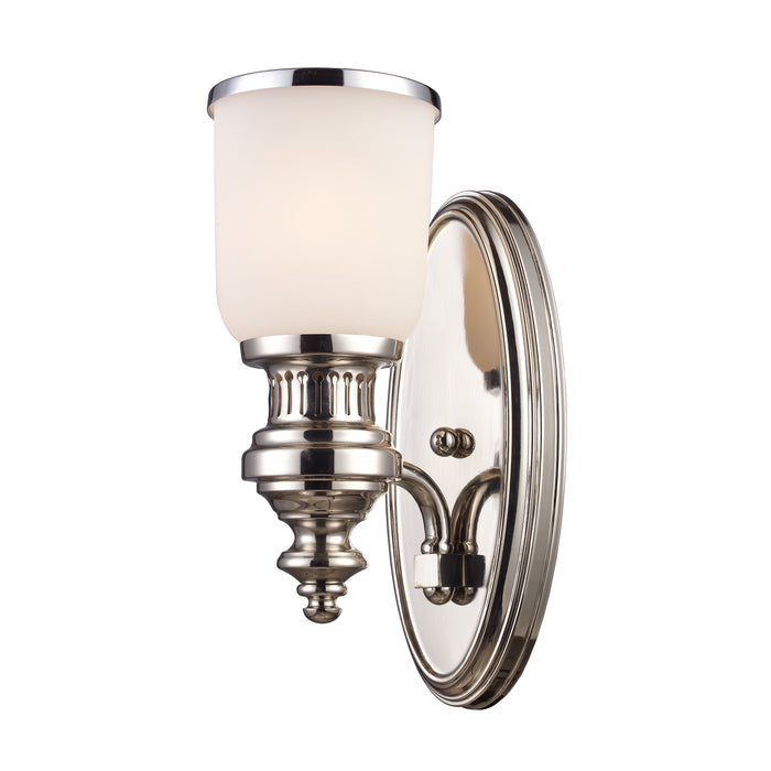 Chadwick 13'' High 1-Light Sconce - Polished Nickel with White Glass