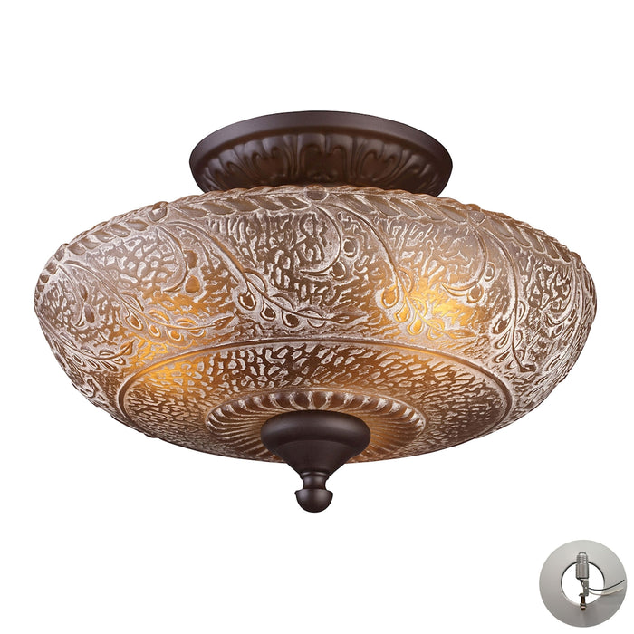 Norwich 14'' Wide 3-Light Semi Flush Mount - Oiled Bronze