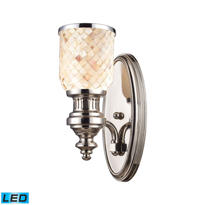 Chadwick 1-Light Wall Lamp in Polished Nickel with Cappa Shell Shade - Includes LED Bulb