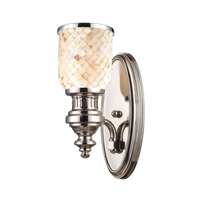 Chadwick 1-Light Wall Lamp in Polished Nickel with Cappa Shell Shade