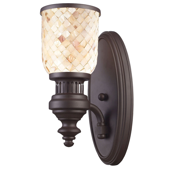 Chadwick 1-Light Wall Lamp in Oiled Bronze with Cappa Shell Shade